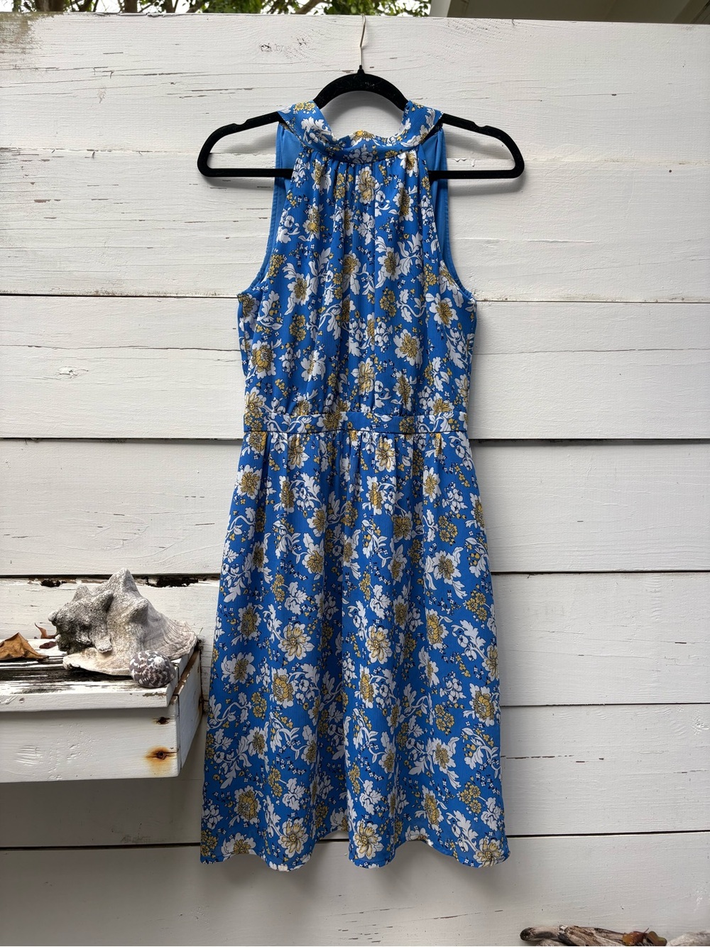 J.crew Blue Floral Halter Dress